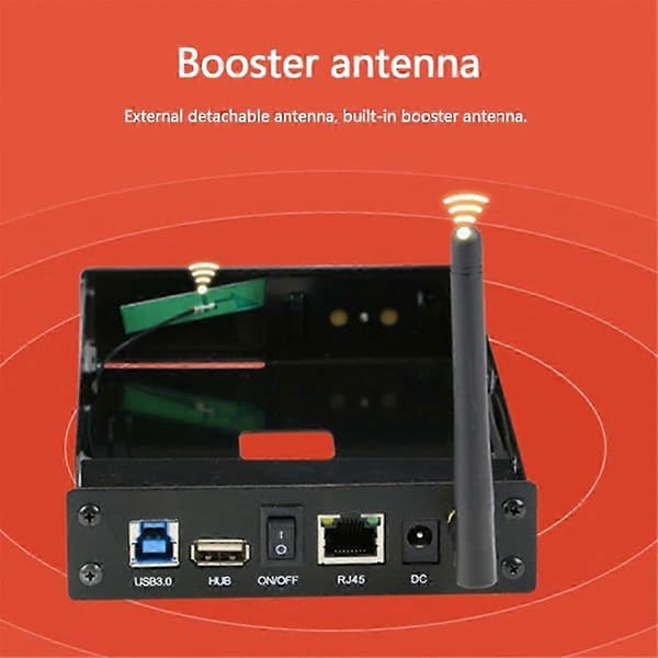 Streaming-serverkabinett kompatibelt med bærbar harddisk med Ethernet Black