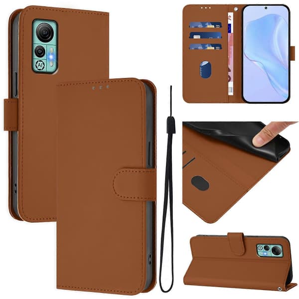 Ensfarget PU-deksel for Ulefone Note 14 Brown