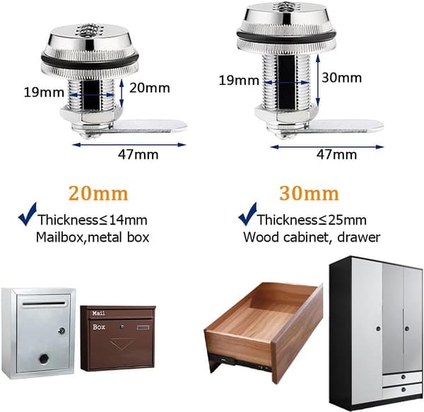 Kombinasjonskam - 2 cm/0,79 tommer bolt sinklegering passordsikkerhet