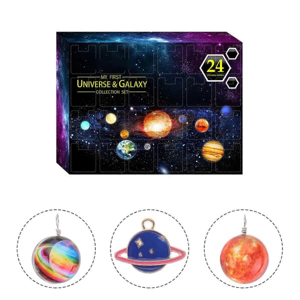 Julkalender med planetbollar för barn, 24 delar