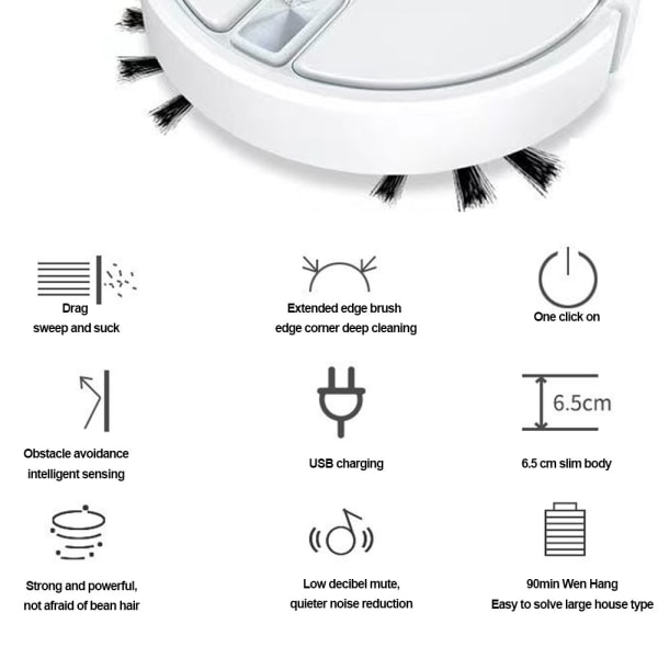 Fyra i en robotdammsugarmopp, multifunktionell intelligent white