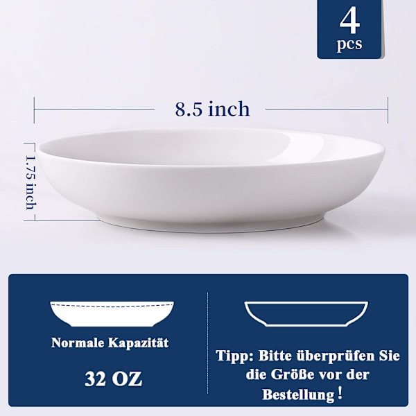 Elegant Backdrops Stora Pastatallrikar, Tålig Design Keramiska Salladsskålar Set, Rymlig Kapacitet För Pasta, Sallader, Soppor, Mångsidig Användning Mikrovågsugn Och