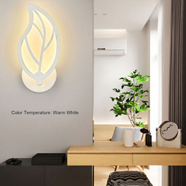 LED væglampe moderne akryl bladform lampe soveværelse korridor indretning varm hvid 12W 85265V
