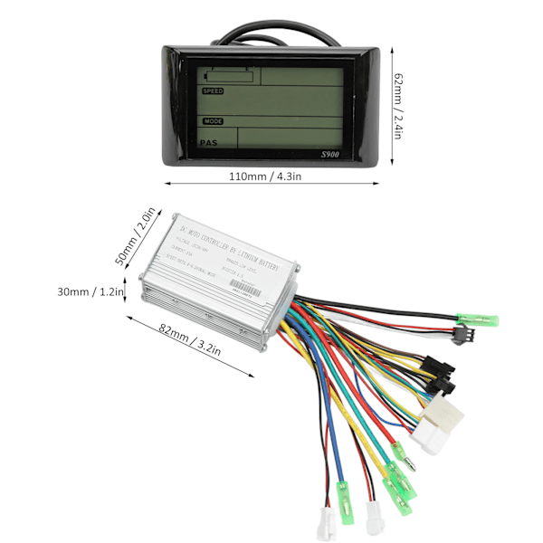 36V 48V Børsteløs Motor Controller S900 LCD Display 130X Tommelfinger Gas 8C Power Assist Sensor Kit til Elcykel