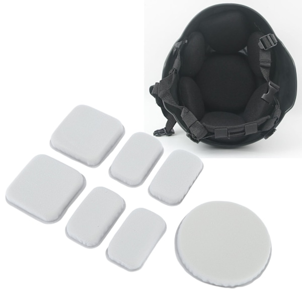 Helmet Padding Kit 7PCS EVA High Foaming Protective Helmet Lining Mats with 24PCS Hook and Loops for Motorcycle Bike Cycling Grey