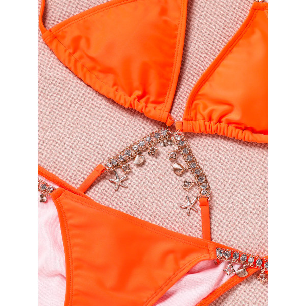 Kvinners Halterneck Tie Side Triangle Bikini Set String 2 Piece