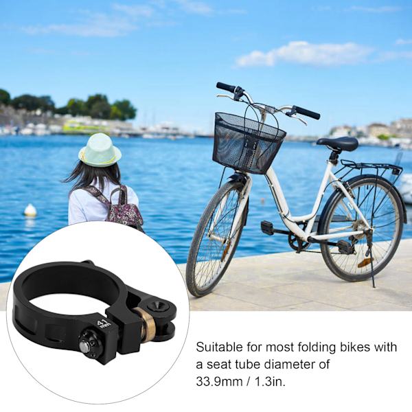 41mm Sadelstolpeklämma CNC Aluminiumlegering Cykel Snabbfäste Sadelstolpsklämma för Fällbara CyklarSvart