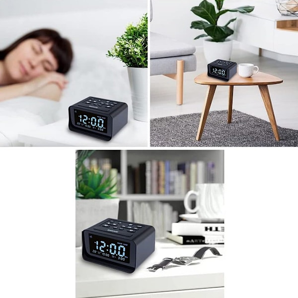 0-100% Dimmer Digital Väckarklocka Radio, Lättanvänd Modern Inredning för Sovrum, Kök, Skrivbord med Stor HD-Display, RGB Färgskiftande