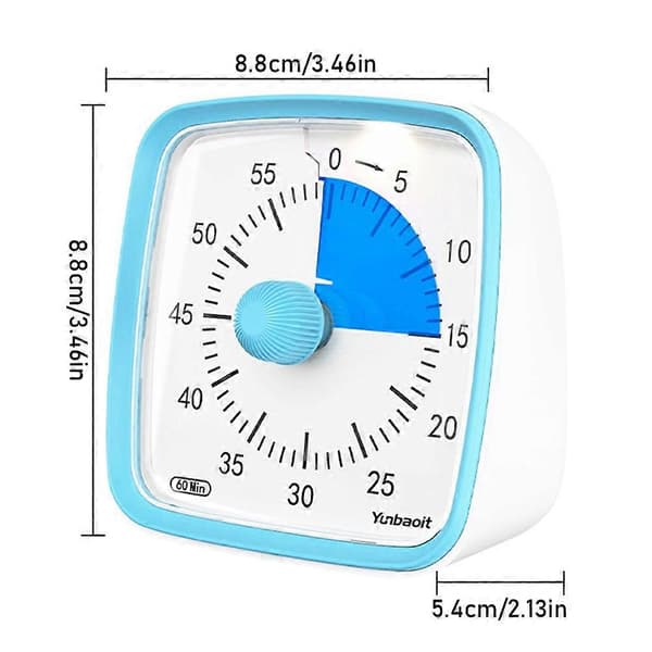 60-minuters visuell timer för barn, tyst nedräkningstimer för hushållssysslor och läxor White