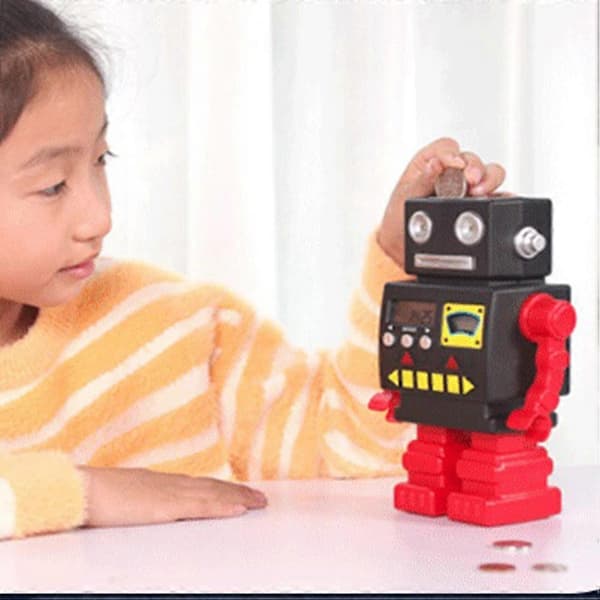 Søt robot-sparebøsse med automatisk telling, 2-pakning