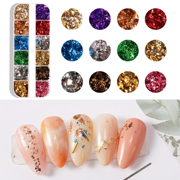 Nail Art Foil Flakes, Nail Foil Flakes Glitter Nagelpaljetter