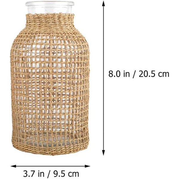 Glasblomvas med rottingöverdrag Heminredning Blomkruka