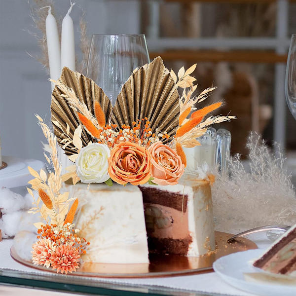 Boho kakdekoration blommor, tårtdekoration, för bröllop, födelsedag, fest