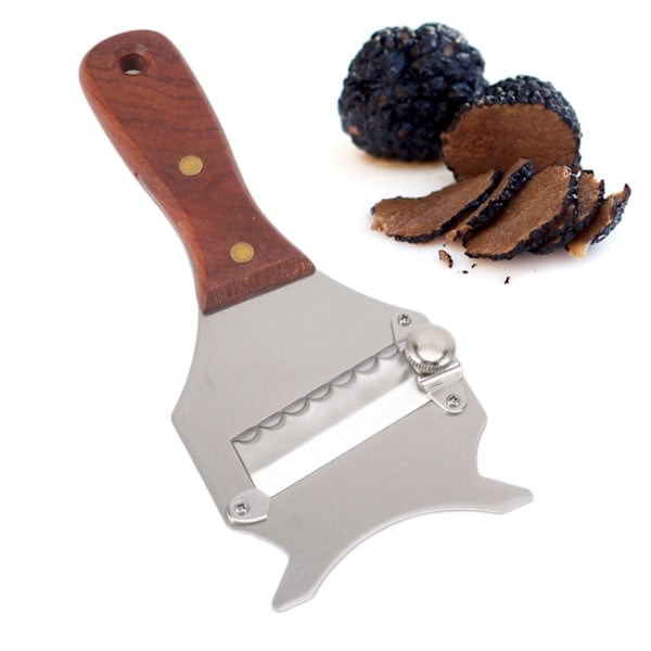 Truffle Grater Adjustable Easy to Use Stainless Steel Truffle Grater Cutter with Ergonomic Wooden Handle for Chocolate