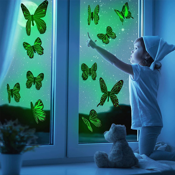 3D sommerfugler dekorative klistremerker, flyttbare veggklistremer
