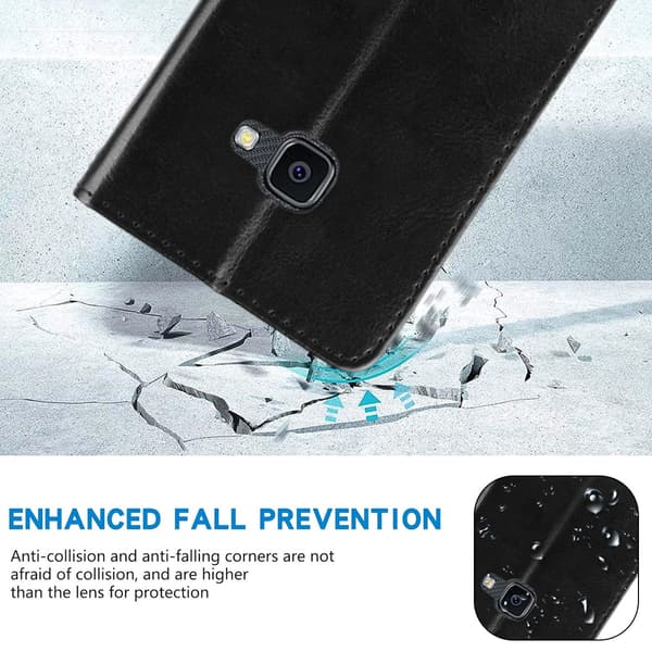 Samsung Xcover 4 Solid Farve Læder Etui - Sort Sort
