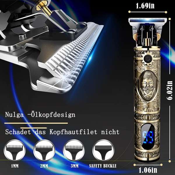 Hårtrimmer, Professionel Trimmer, Mænds Skægtrimmer, Lang Hårtrimmer, Professionel Frisør, Genopladelige Konturer, Hårtrimmer med Guide