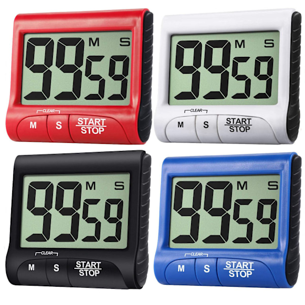 Magnetiska digitala timers för läxor, högljudd tyst omkopplare stor LCD-skärm digital timer, infällbart stöd för flera installationssätt