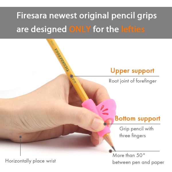 3-pakk venstrehånds blyantgrep, korrigerende skrivehjelp
