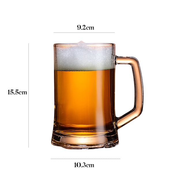 Utsökta ölglas i glas, robust högkvalitativt glas med handtag, 650 ml tunga ölglas, klassisk och elegant design för restauranger och hem, Does