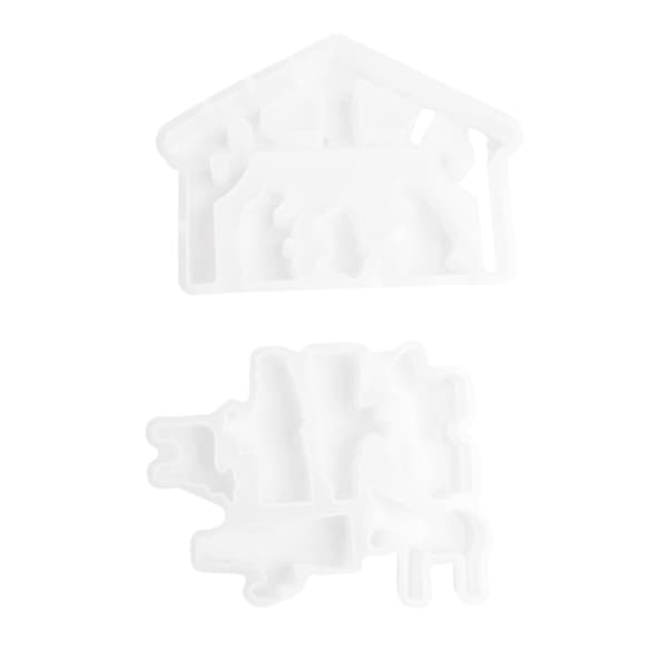 Silikonformar, Julkrubba Silikonform, Julkrubba Figurer Silikonform, 2-Pack DIY Hantverkskit för Ljus, Resin, Gips