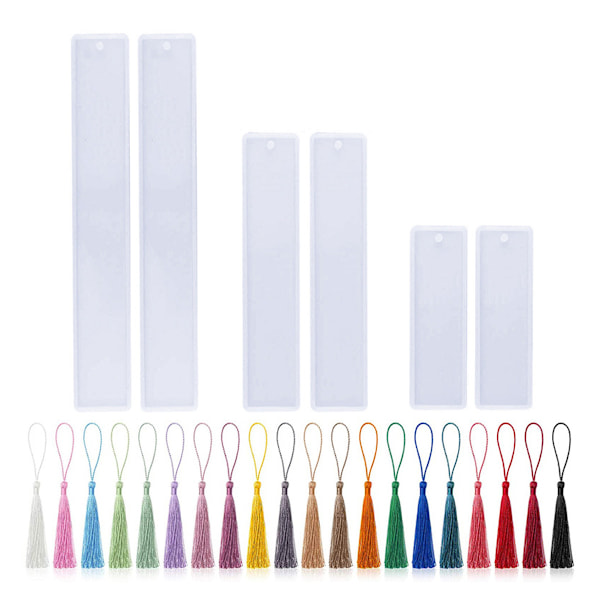 Bokmärke Silikonform 6 st med 50 färgglada tofsar för DIY-smycken