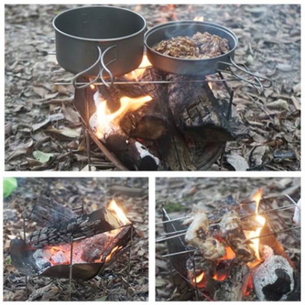 Sammenklappelig Camping Grill Rustfrit Let Bærbar Grill i Rustfrit Stål til Udendørs Udflugter Vandreture Gårdhave