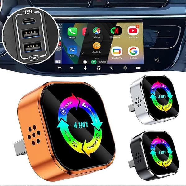 Trådløs CarPlay-adapter for Android Auto 4-i-1 trådløs CarPlay og Android Auto forbedrer den daglige pendlingen Orange White Label