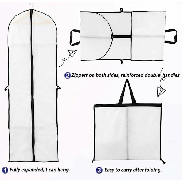 Brudklänningsfodral, Förtjockad Peva Lång Klänningsförvaring Non-woven Klädskydd, Andningsbart Tvättbart Professionellt Klädskydd, Idealisk