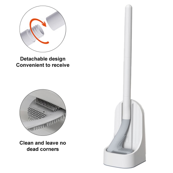 Toalettborste med hållare, hushållsrengöringsborste för badrum, white