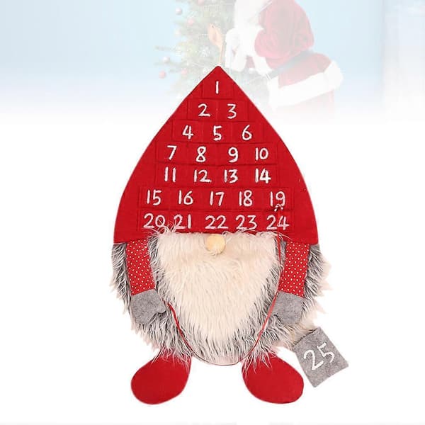 Julhängande kalender svensk tomte adventskalender 2 st röda mössor ingår