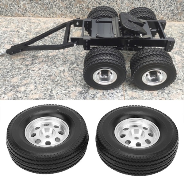 2 kpl CNC-metalliset vanteet ja kumirenkaat Tamiya-traktorikuorma-autoon 1/14 RC-auto