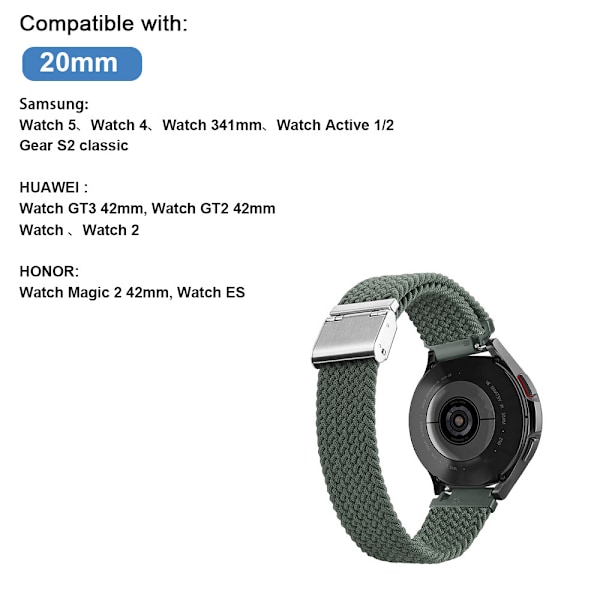 Punottu rannekoru, yhteensopiva Samsung Galaxy Watch 4/5:n kanssa