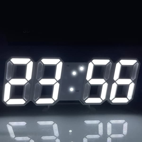 Ruibeauty 3D Modern Digital LED Väggklocka 24/12 Timmars Display Timer Alarm Hem USB