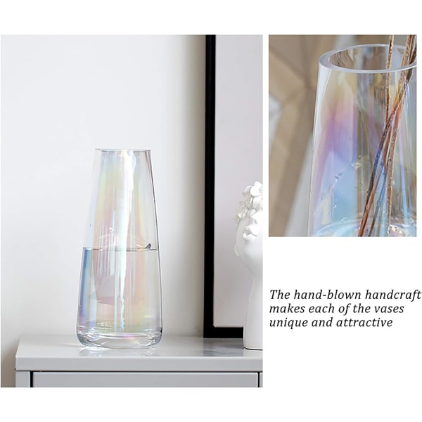 Ins moderne glasvase Iriserede krystalklar glasvase til hjemmet