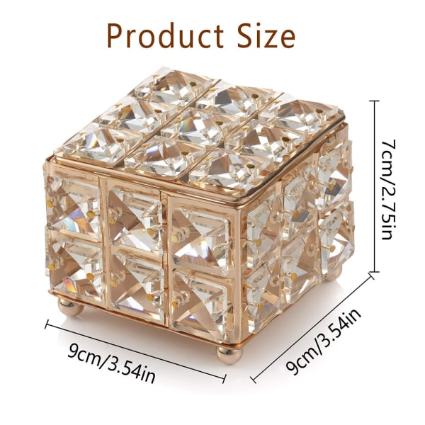 Kristall kosmetisk förvaringsbehållare, liten kosmetisk låda med lock