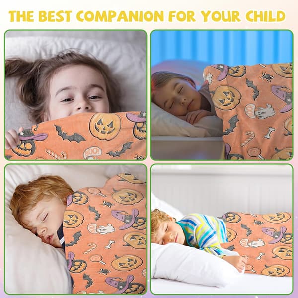 Halloween lysende flanellteppe, varmt teppe, egnet som plysjgave til gutter og jenter, sofateppe, barneteppe Størrelse 100*150cm Size 100*150cm