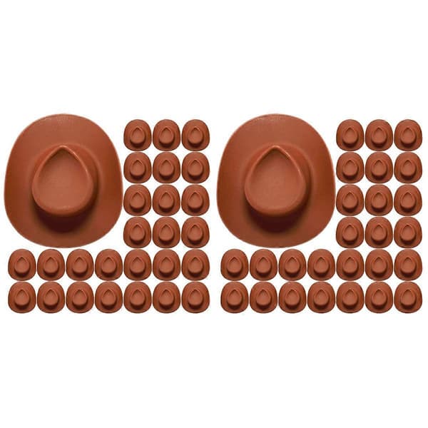 Mini cowboyhatte til festdekoration 60 stk. søde chokoladefarvede hatte