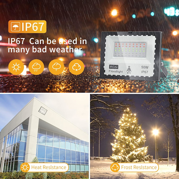 Innovativa färgskiftande strålkastare, timerfunktion och minnesfunktion för smidig användning, IP66 vattentät LED-strålkastare för utomhusbruk med fjärrkontroll