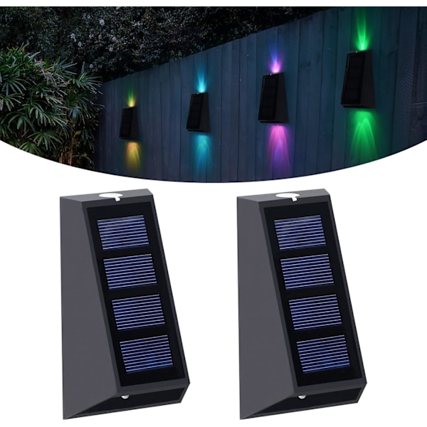 Solcellsdäckräckeslampor, Utomhus Solcellslampa med RGB-lägen och Minnesfunktion, Perfekt för Uteplats, Trädgård, Trappor (2-pack)