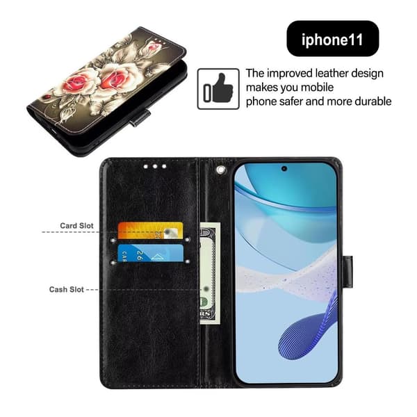 Passer til Apple iPhone 11 telefoncover Rose wallet case