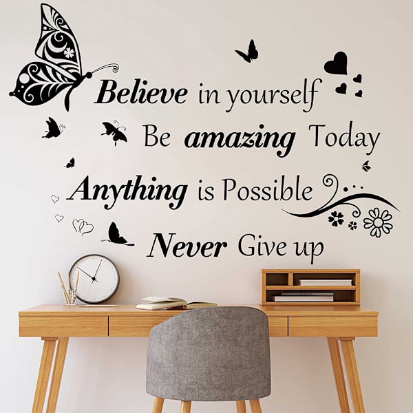 Inspirerande Väggdekaler, Motiverande Affirmationsdekaler för Hemmakontorsinredning, Applicering på Släta Ytor