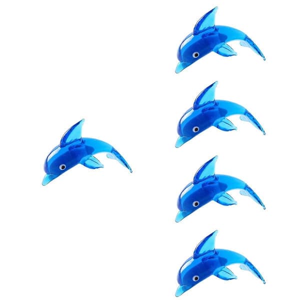Glasdelfin-staty, eleganta glasdelfinfigurer, 5 st