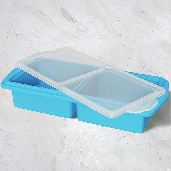Förstärkt silikonform för frysen med stålram och lock för portionering av buljong, soppa och isbitar 2 Pack