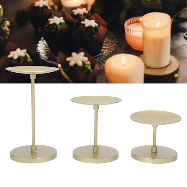 Gold Pillar Candle Holder Double Sided Use Rust Prevention Iron Candlestick Holders for Living Rooms