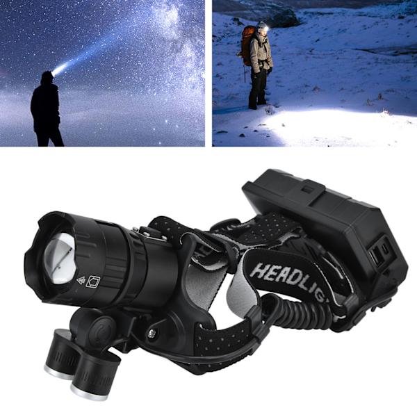 XHP160 Stark strålkastare USB-laddning Justerbar Vattentät Huvudmonterad Teleskopisk Zoomlampa för Jakt Camping