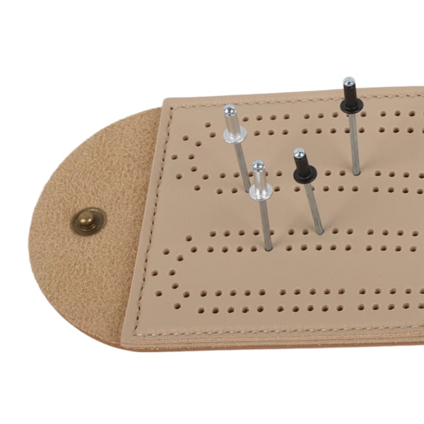 Læder Cribbage Brætspil Sæt med Nåle Letvægts Brun 2 Spor Læder Spil Taske Scoreboard til Pepple Over 8