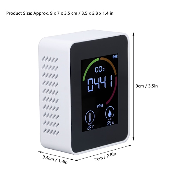 Digital luftkvalitetsmonitor koldioxiddetektor CO2-testare temperaturfuktighetstestare