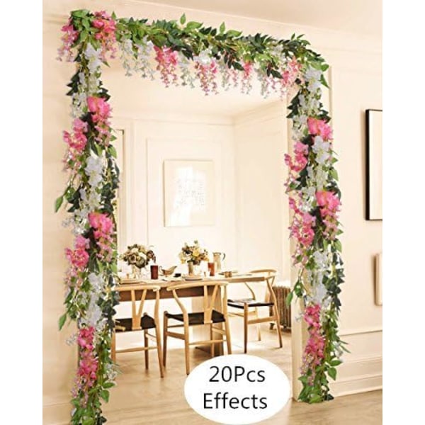 4 delar konstgjorda blommor Silk Wisteria Garland- konstgjord