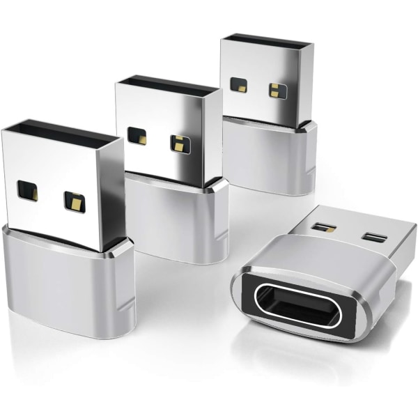 4-Pack USB C hunn-til-USB-hann-adapter, skriv inn en ladeblokk